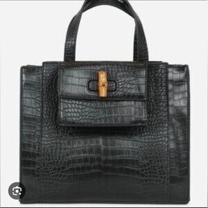 NWOT Fawn Medium Carryall Puse In Black Croc